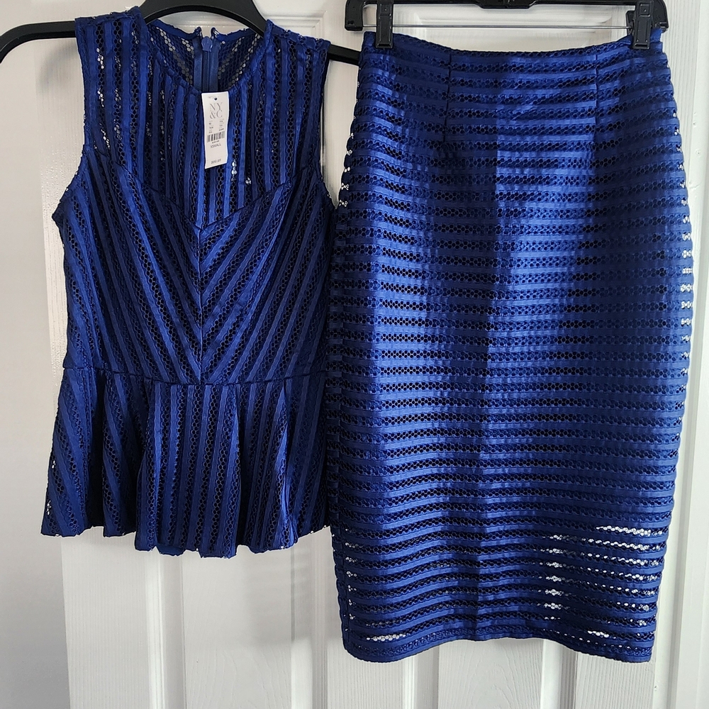 New York & Company Royal Blue Skirt Set